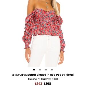 House of Harlow 1960 Red Poppy Floral Blouse
